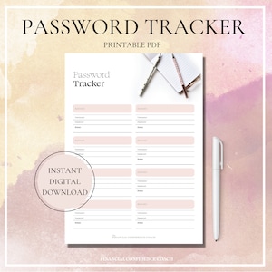 Password Tracker Template, Password Tracker PDF, Password Tracker Form, Track My Passwords, Password Template, Track Passwords