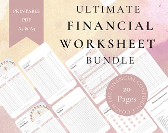 Financial Worksheet Bundle, Financial Budget Planner Tracker, Printable PDF, Monthly Budget Worksheets, Personal Finance Worksheet Bundle