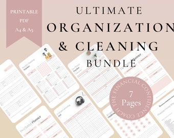 Organization Cleaning Worksheet Bundle, De-Clutter, Cleaning Tracker, Checklist, Schedule,  Inventory List, Weekly Cleaning Tracker