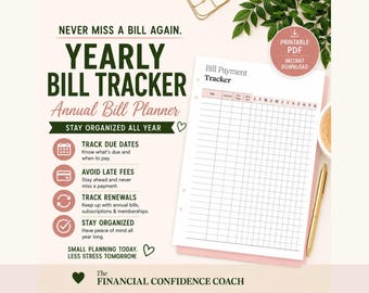 Yearly Bill Tracker | Annual Payment Planner | Subscription Organizer (Printable PDF)