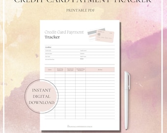 Tracker dei pagamenti con carta di credito, Tracker dei pagamenti dei debiti, Modello di pagamento con carta di credito, Foglio di lavoro per il pagamento dei debiti, Foglio di lavoro per il pagamento con carta di credito
