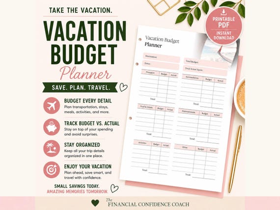 Vacation Budget Planner | Savings Tracker | Sinking Fund (Printable PDF)