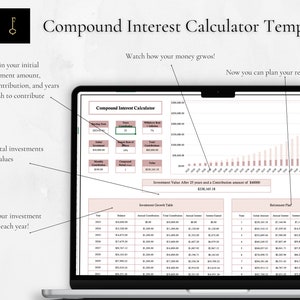 Grow Your Wealth, Compound Interest Investment Tracker, Google Sheets, Excel, Beginner Friendly, Financial Planners for Financial Freedom