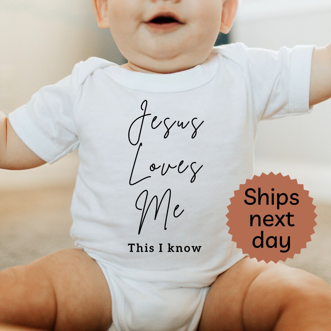 Christian Baby Onesie Jesus Loves Me Onesie Biblical Onesie Etsy