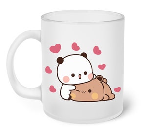 Panda Bear Bubu Dudu Love You Frosted Glass Mug