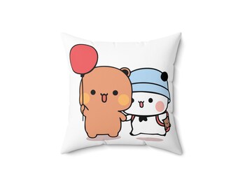 Cute Panda Bear Bubu Dudu Spun Polyester Square Pillow Case