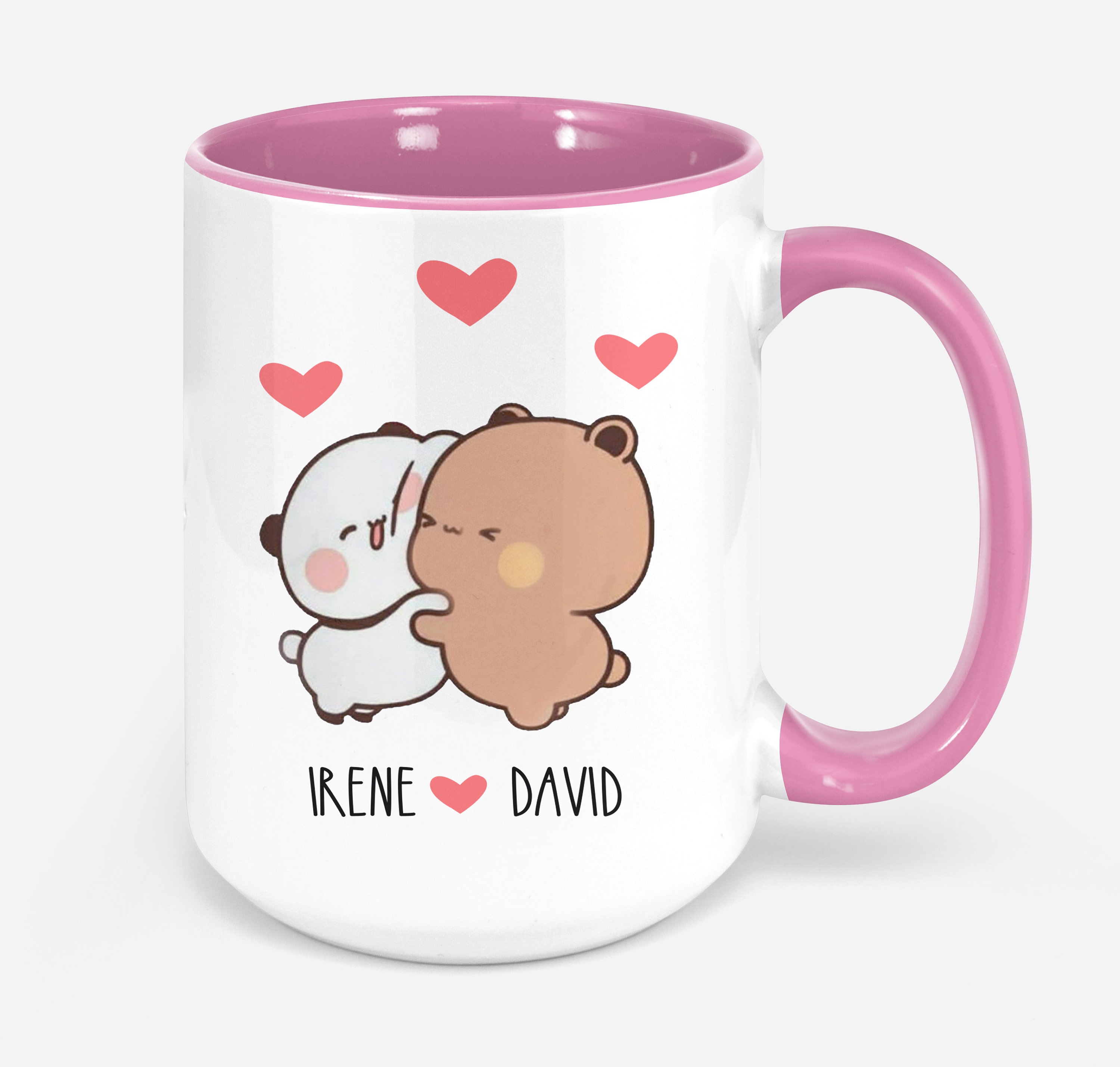 Taza personalizada de San Valentín Kawaii lindo oso panda Bubu Dudu taza  divertido nombre personalizado regalo de parejas -  México