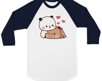 Panda Bear Bubu Dudu Unisex 3/4 sleeve Raglan T-shirt