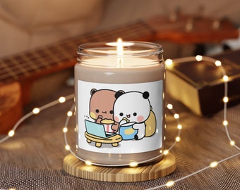 Bubu & Dudu Panda Bear Eating Popcorn and Watching TV Scented Soy Candle 9oz