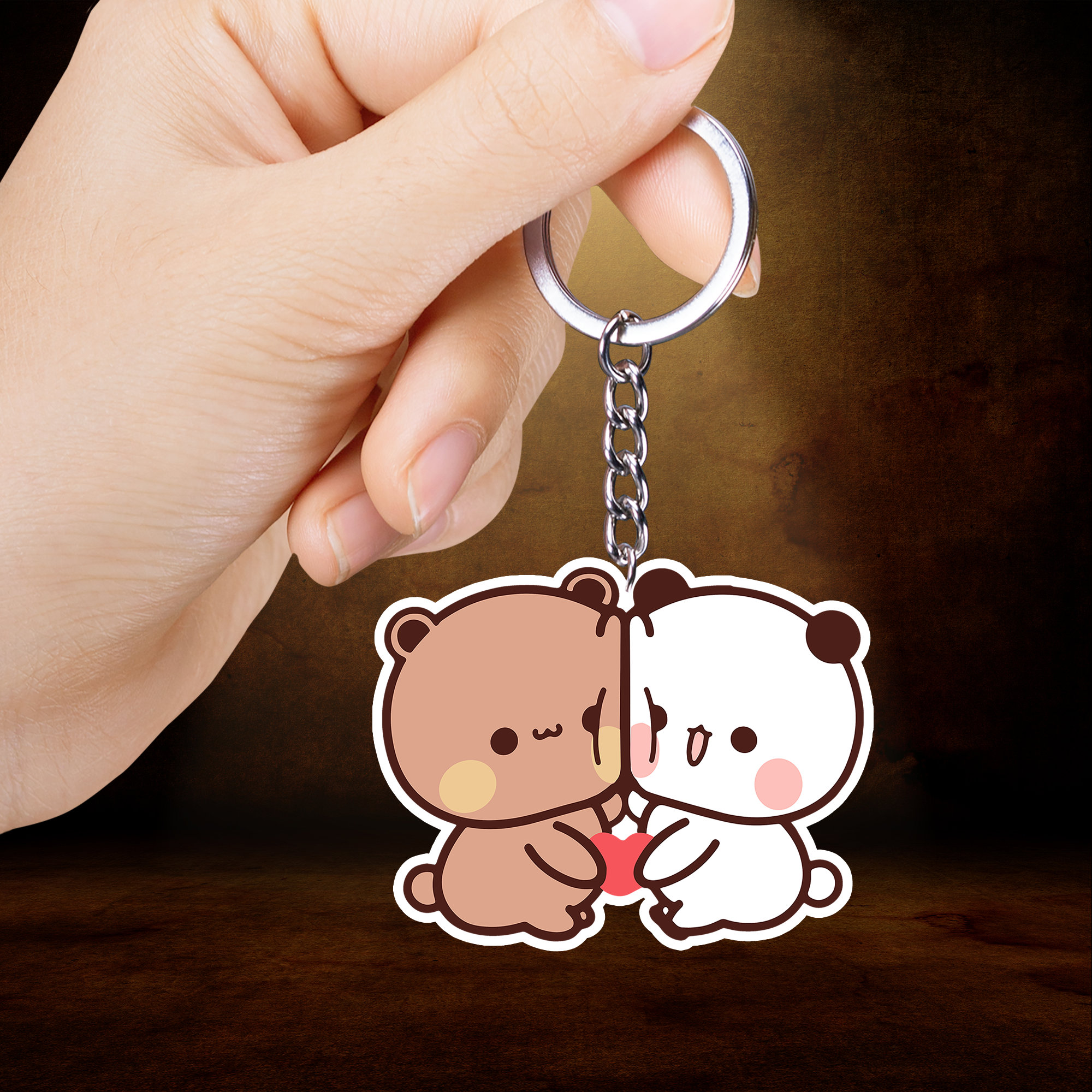 Bubu Dudu Panda Bear Loving Keychain, Gift for Anyone, Gift for