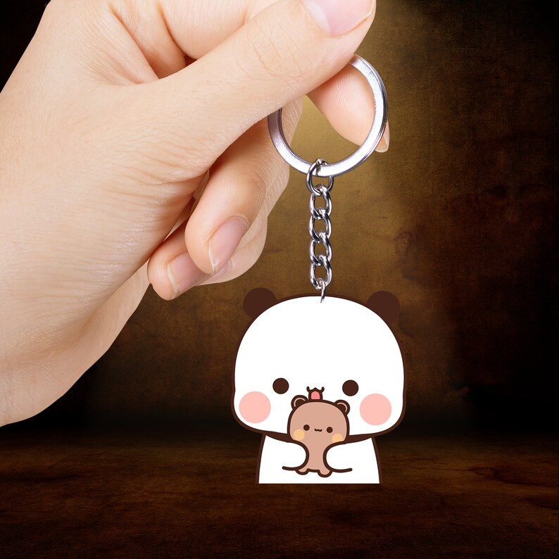 Cute Bubu Dudu and Their Baby Acrylic Keychain, Gift for Couple, Gift for Bubu Dudu Bear Lovers image 5