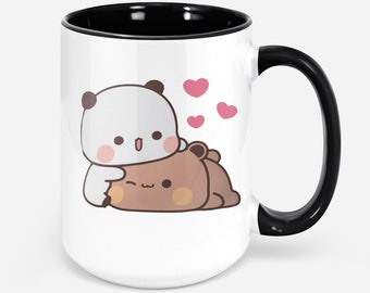 Love Hug Panda Bear, Bubu Dudu Coffee Mug Panda And Brownie Bear Couple