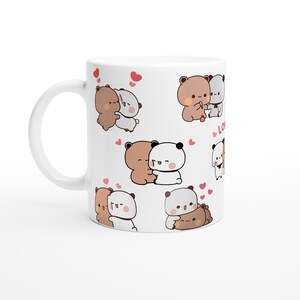 Bubu Dudu Mug, Panda And Brownie Bear Couple Gift White ceramic