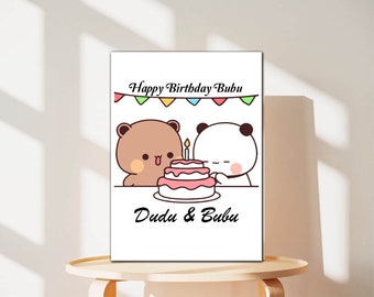 Bubu Dudu Joyeux anniversaire Bubu Nom personnalisé Affiche en papier mat classique