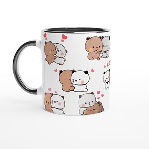 Bubu Dudu Mug, Panda And Brownie Bear Couple Gift black &white ceramic