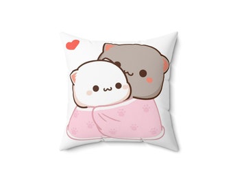 Cute Panda Bear Bubu Dudu Spun Polyester Square Pillow Case