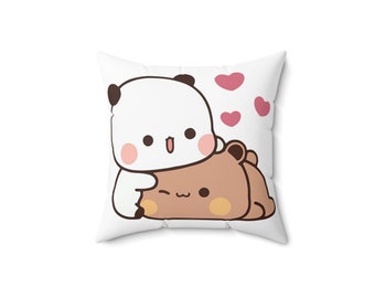 Panda Bear Bubu Dudu Spun Polyester Square Pillow Case