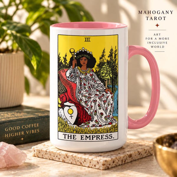 Tarot Card Ceramic Mug, Witchy Spiritual Cup, Divine Feminine
