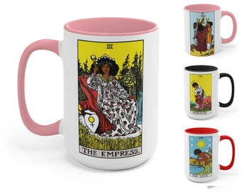 Taza de cerámica con cartas del tarot, taza espiritual de bruja, lo divino femenino