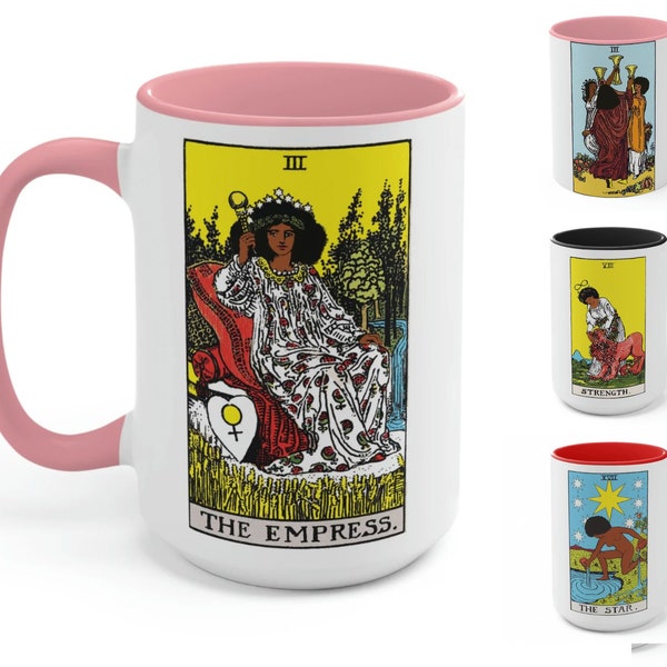 Tarot Card Mug, Spiritual Mug, Divine Feminine, Tarot Card Cup, Witchy Mug, Black Tarot Cards