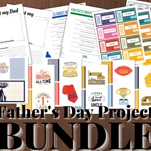 May include: Father's Day printable project bundle with various designs including "You're the Greatest Dad All Time", "World's Best Stepdad", "Cheers to the Best Uncle", and "Jump to the Grand Grandpa".