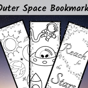 Outer Space Bookmarks, Printable Coloring Bookmark, Kid and Adult ...