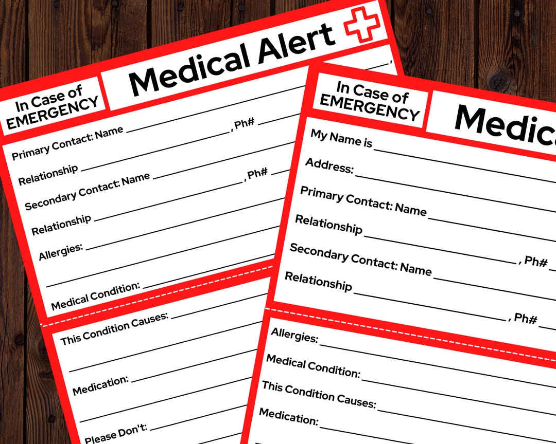 Medical Alert in Case of Emergency Card Printable, ICE Card, Printable