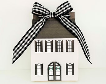 Boîte-cadeau imprimable de ferme maison de papier pendaison de crémaillère cadeau d'agent immobilier