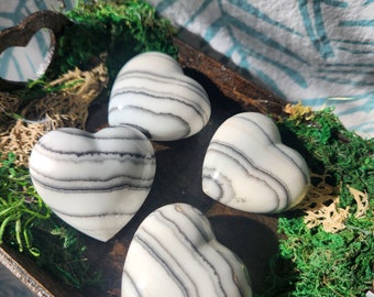 Zebra Calcite Puffy Hearts