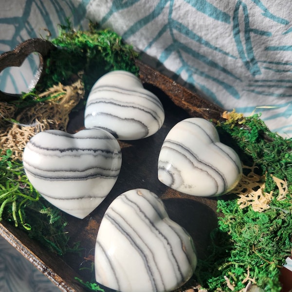 Zebra Calcite Puffy Hearts