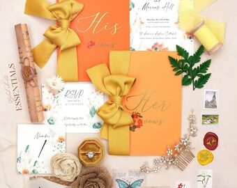 Flat Lay Kit for Photographers| Wedding Styling Prop | Bridal Hair Comb| Vow book| Orange | Citrus| Dried Flowers| Vintage Stamps | Wax Seal