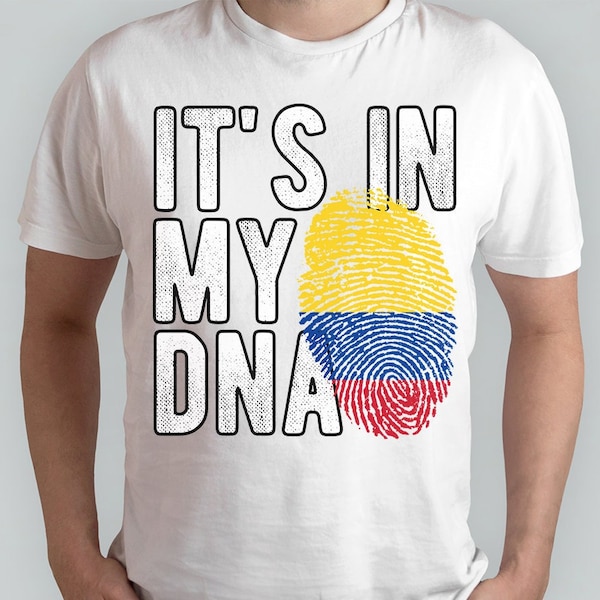 It's in my DNA Colombia Flag Fingerprint PNG Sublimation design download for shirts, Mugs, Print-on-demand PNG, Digital download