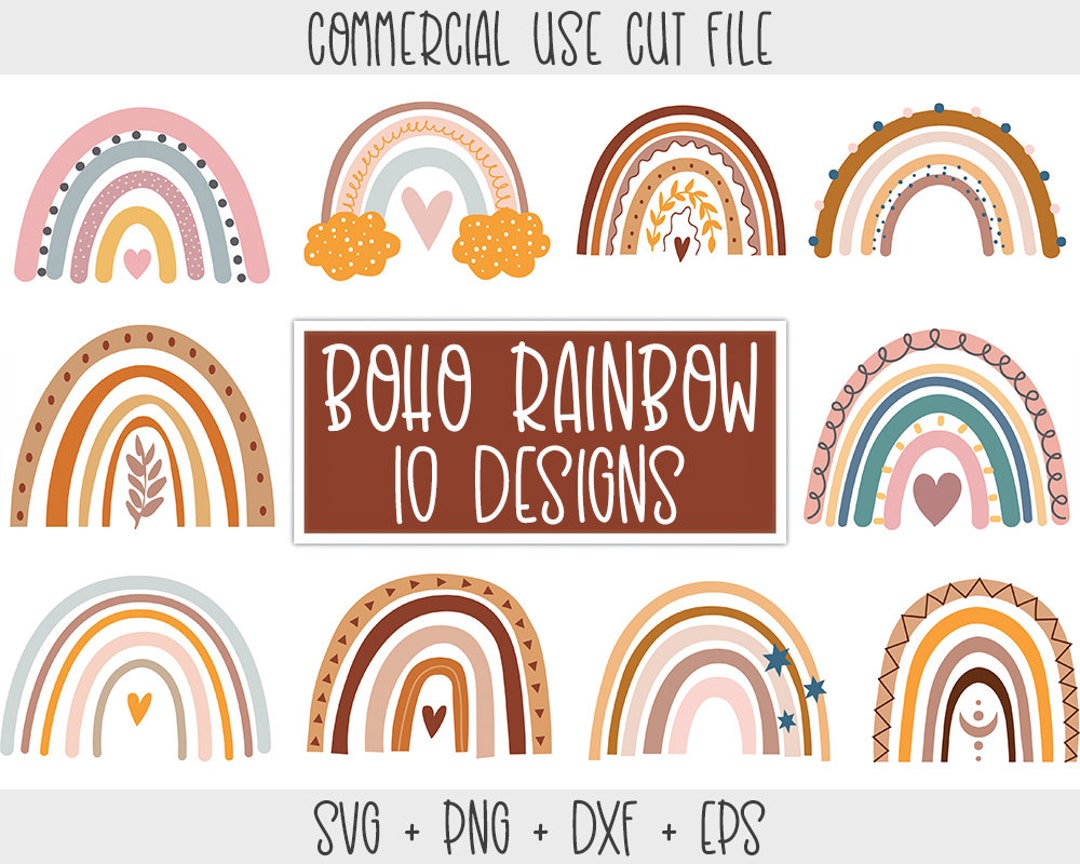Boho Rainbow SVG Bundle, Pastel Rainbow SVG, Boho Rainbow Clipart ...