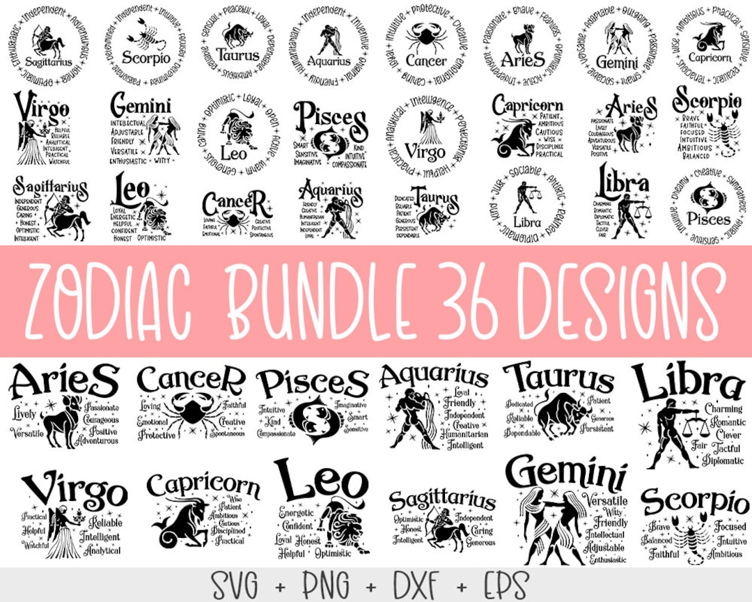 Zodiac Sign SVG Bundle, Zodiac Svg Bundle, Zodiac Sign Png, Zodiac ...