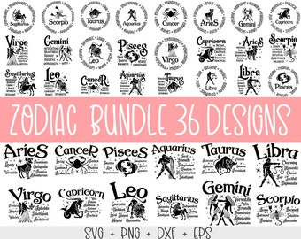 Zodiac Sign SVG Bundle, Zodiac svg bundle, Zodiac Sign png, Zodiac printable art, zodiac gift for mom, dad, Zodiac svg for Cricut, Laser