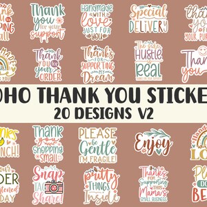 Buy 60 Boho Thank You Stickers Svg Bundle, Thank You Stickers for Small ...