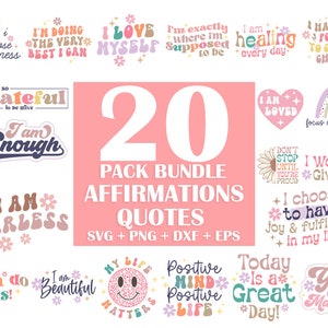 Affirmationen Zitate SVG Bundle, inspirierende Etsy