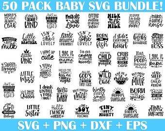 Baby SVG Bundle, Baby Shower SVG, Newborn SVG Bundle, Baby Quote Bundle, Cute Baby Saying Svg, Funny Baby Svg, Baby Boy Girl Svg, Png, Dxf