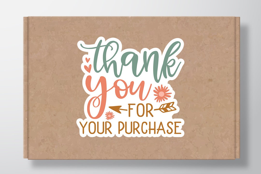 Thank You for Your Purchase Sticker SVG, Boho SVG Stickers for Small ...