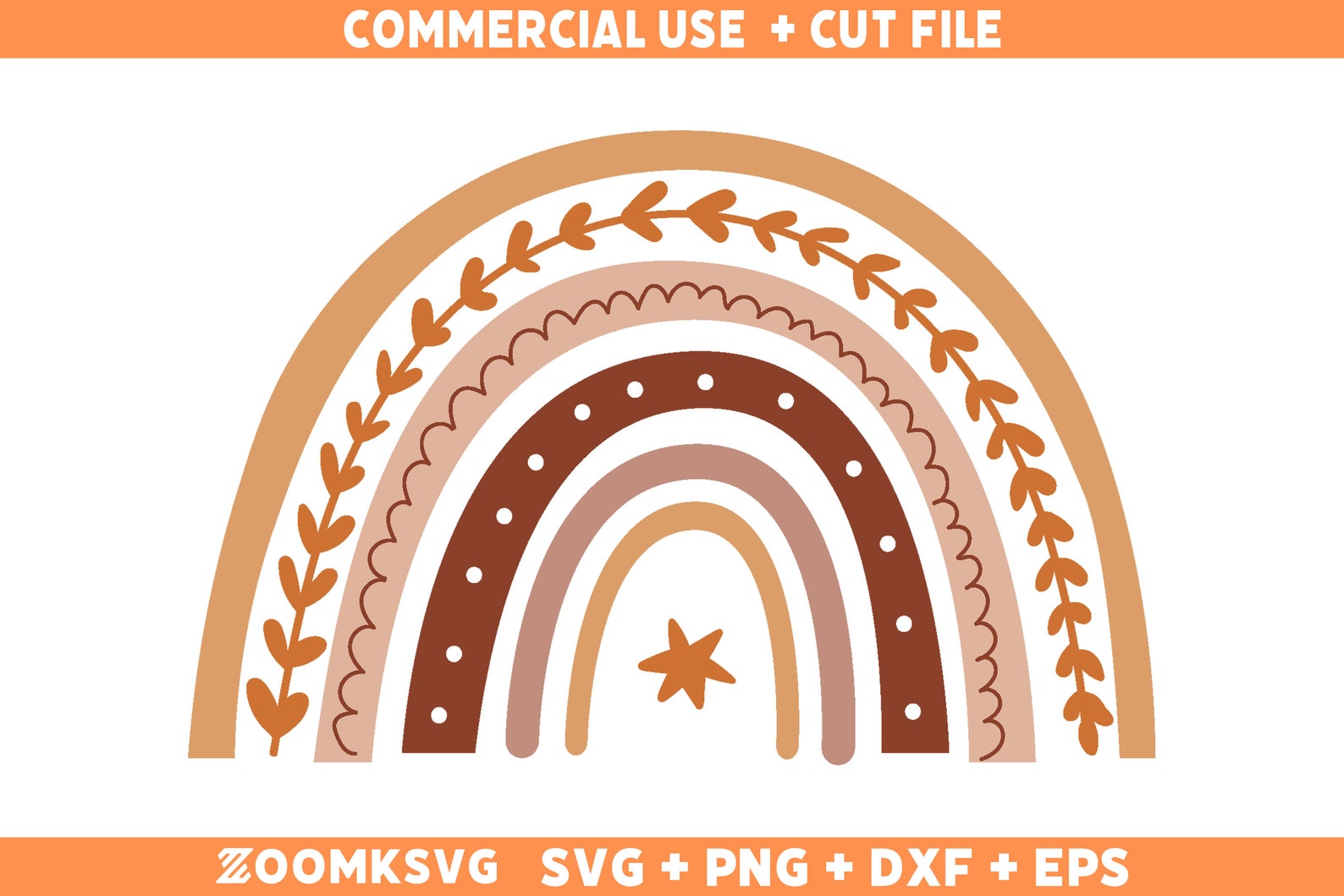 Boho Rainbow SVG Cut File Boho Colored Hand Drawn Rainbow - Etsy