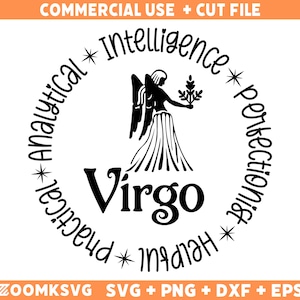 Virgem SVG, Zodíaco SVG, Signos Do Zodíaco Clipart SVG, Presente Para Virgem Png, Horóscopo Presente Svg Cricut Arquivos De Corte, Silhueta Cameo Svg, Png, Dxf