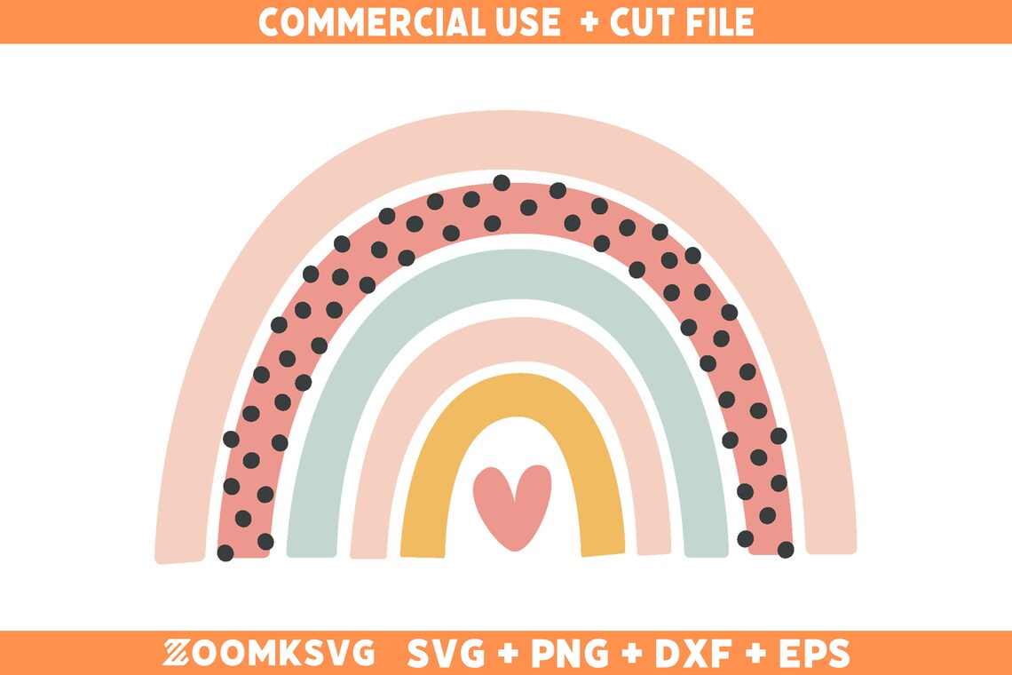 Boho Rainbow SVG Cut File, Boho Colored Hand Drawn Rainbow Sticker SVG ...