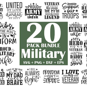 Military SVG Bundle: Army, Veteran, Patriotic Designs (20 Files)