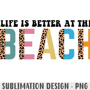 Beach Life Leopard Print PNG: Summer Sublimation Design (Digital Download)