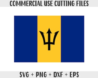 Barbados Flag SVG: Original Colors, Print-on-Demand (Digital Files)