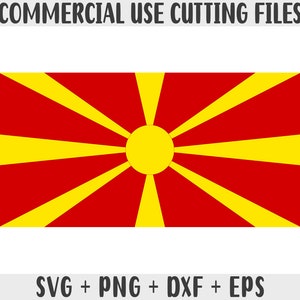 Nordmazedonien Flagge SVG Originalfarben, Nordmazedonien Flagge Png, kommerzielle Nutzung für Print on Demand, Schnittdateien für Cricut-Cut-Datei