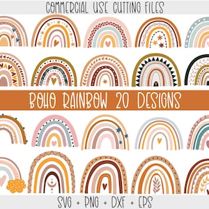 20 Boho Rainbow SVG Bundle, Pastel rainbow SVG, Boho rainbow clipart, Rainbow baby svg, Boho rainbow png, Cute rainbow svg, Cut file Vector