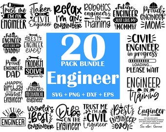 SVG-bundel ingenieur: grappige ingenieurcitaten, mok- en shirtontwerpen (digitale download)