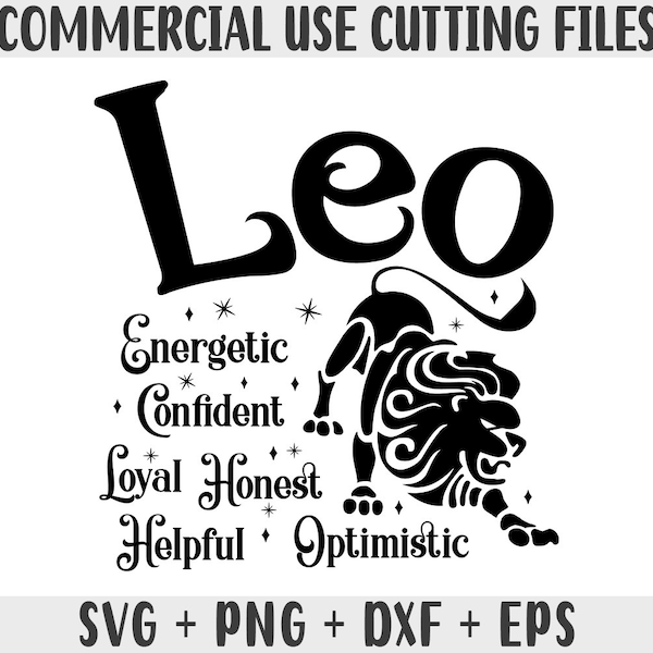 Leo SVG, Zodiac SVG, Zodiac Signs Clipart SVG, Gift For Leo Png, Horoscope Gift Svg Cricut Cut Files, Silhouette Cameo Dxf