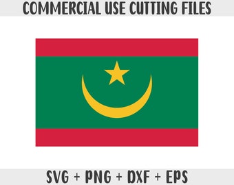 Drapeau de la Mauritanie SVG Couleurs originales, Drapeau de la Mauritanie Png, Utilisation commerciale pour impression à la demande, Fichiers de coupe pour Cricut, Fichiers de coupe pour la silhouette